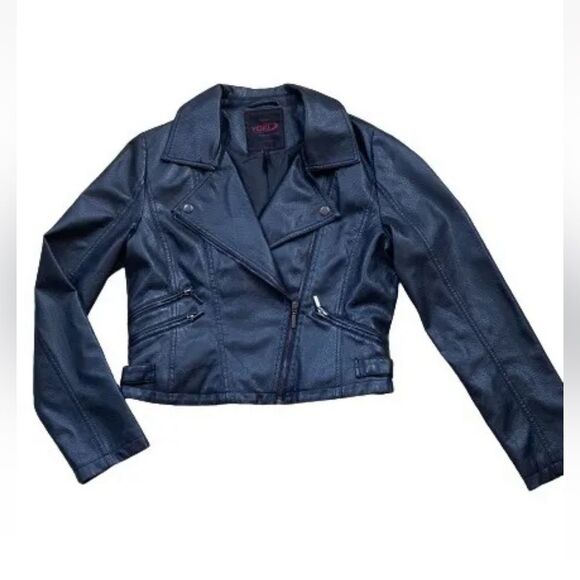 Yoki New York Faux Leather Motorcycle Jacket Black Women Medium Zip Neve Worn - Picture 2 of 12